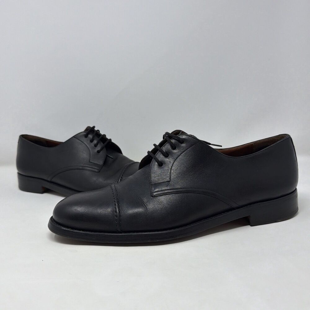 Coach Men’s 10 M Black Leather Cap Toe Derby Dress Shoes Italy Vintage AUTH